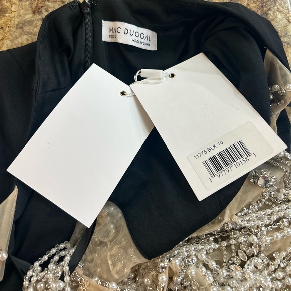 Mac Duggal 11775 Draped Pearl Beaded Mermaid Gown Black - Picture 8 of 8